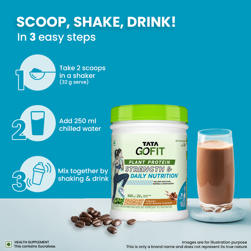Tata Gofit Plant Protein | Strength & Daily Nutrition, Creamy Cafe Mocha Flavour