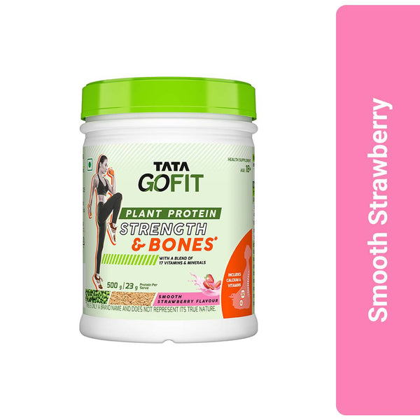 Tata Gofit Plant Protein | Strength & Bones, Smooth Strawberry Flavour
