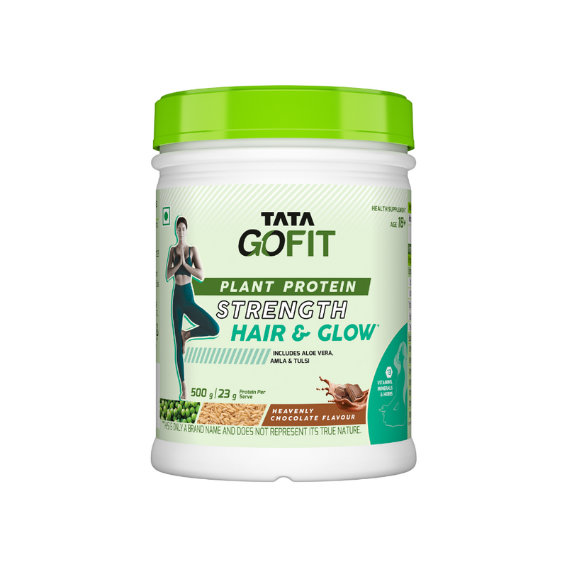 Tata Gofit Plant Protein | Strength Hair & Glow, Heavenly Chocolate Flavour