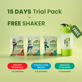 15 Days Trial Pack + Free Shaker | 3 Flavours x 5 Sachets | 23 g Protein Per 32 g Serve