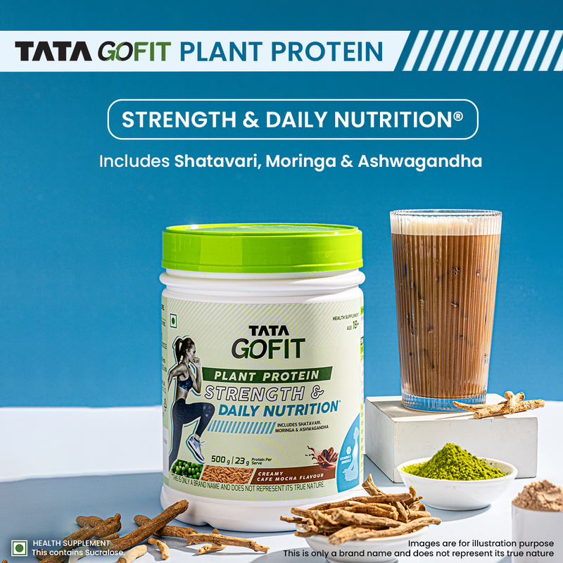 Tata Gofit Plant Protein | Strength & Daily Nutrition, Creamy Cafe Mocha Flavour