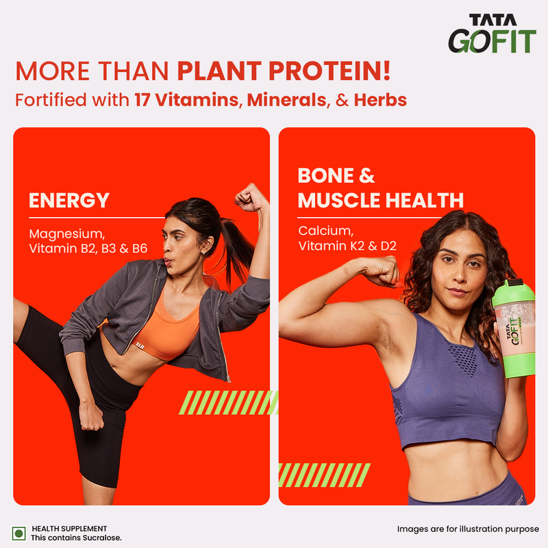 Tata Gofit Plant Protein | Strength & Bones, Smooth Strawberry Flavour